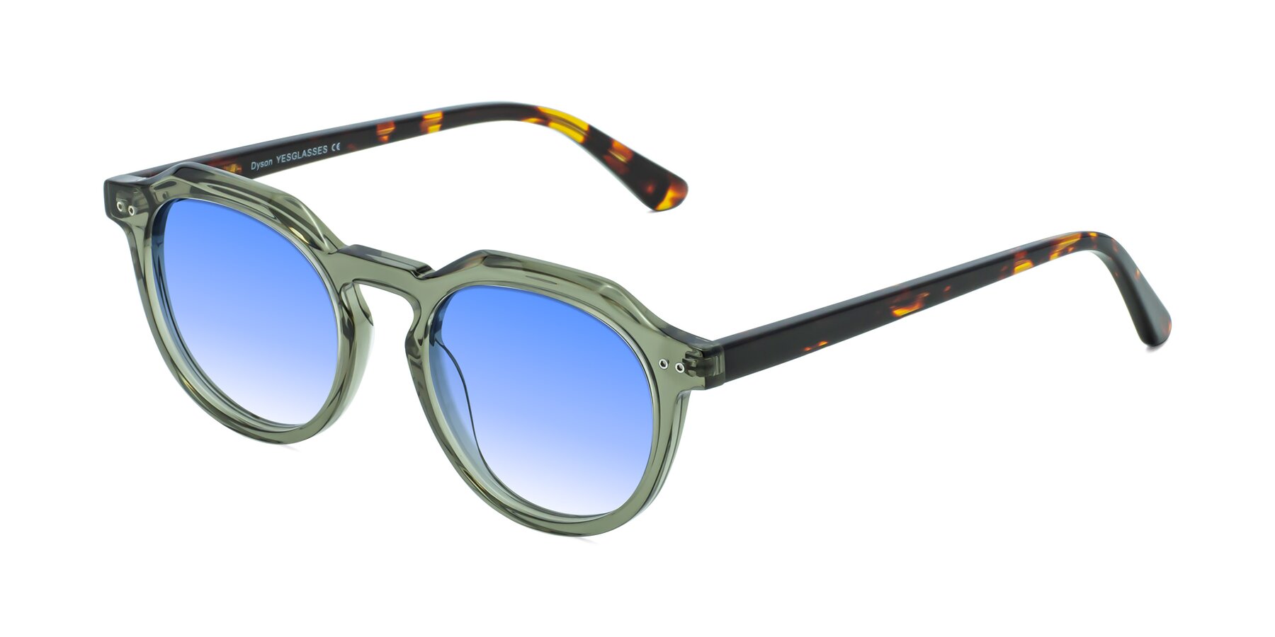 Angle of Dyson in Transparent Green-Tortoise with Blue Gradient Lenses