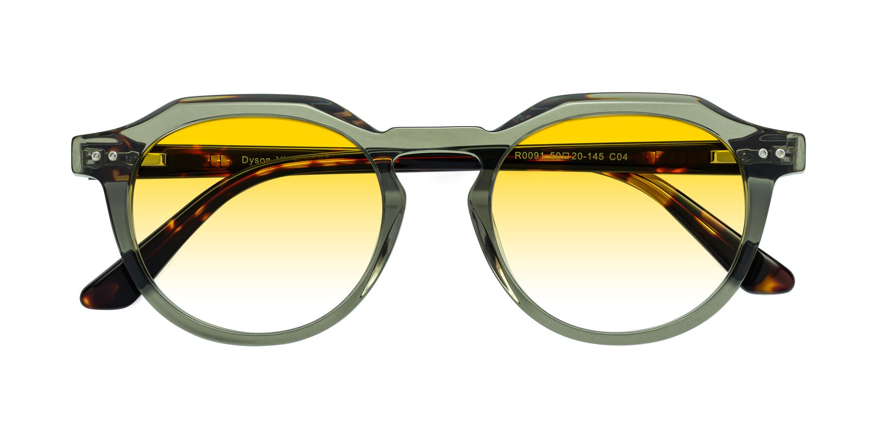 Folded Front of Dyson in Transparent Green-Tortoise with Yellow Gradient Lenses