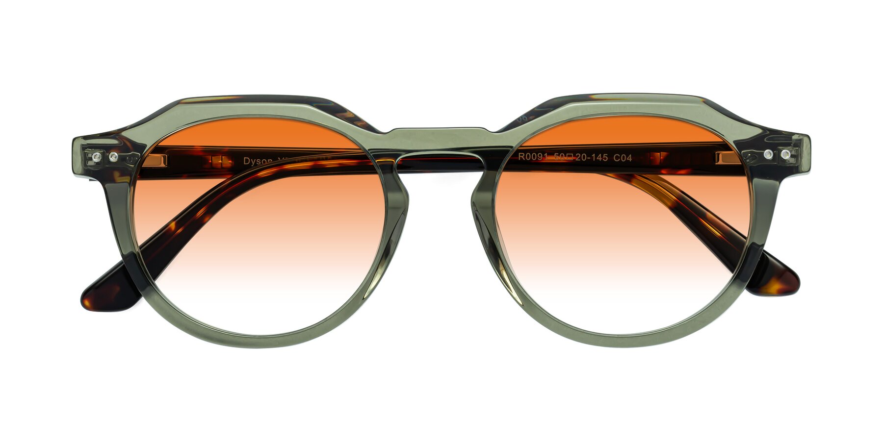 Folded Front of Dyson in Transparent Green-Tortoise with Orange Gradient Lenses