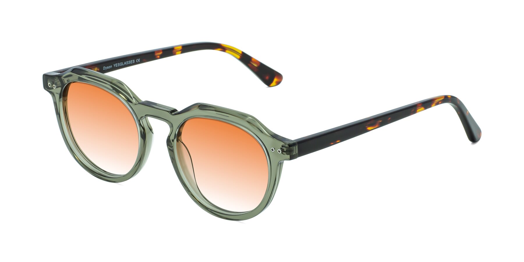 Angle of Dyson in Transparent Green-Tortoise with Orange Gradient Lenses