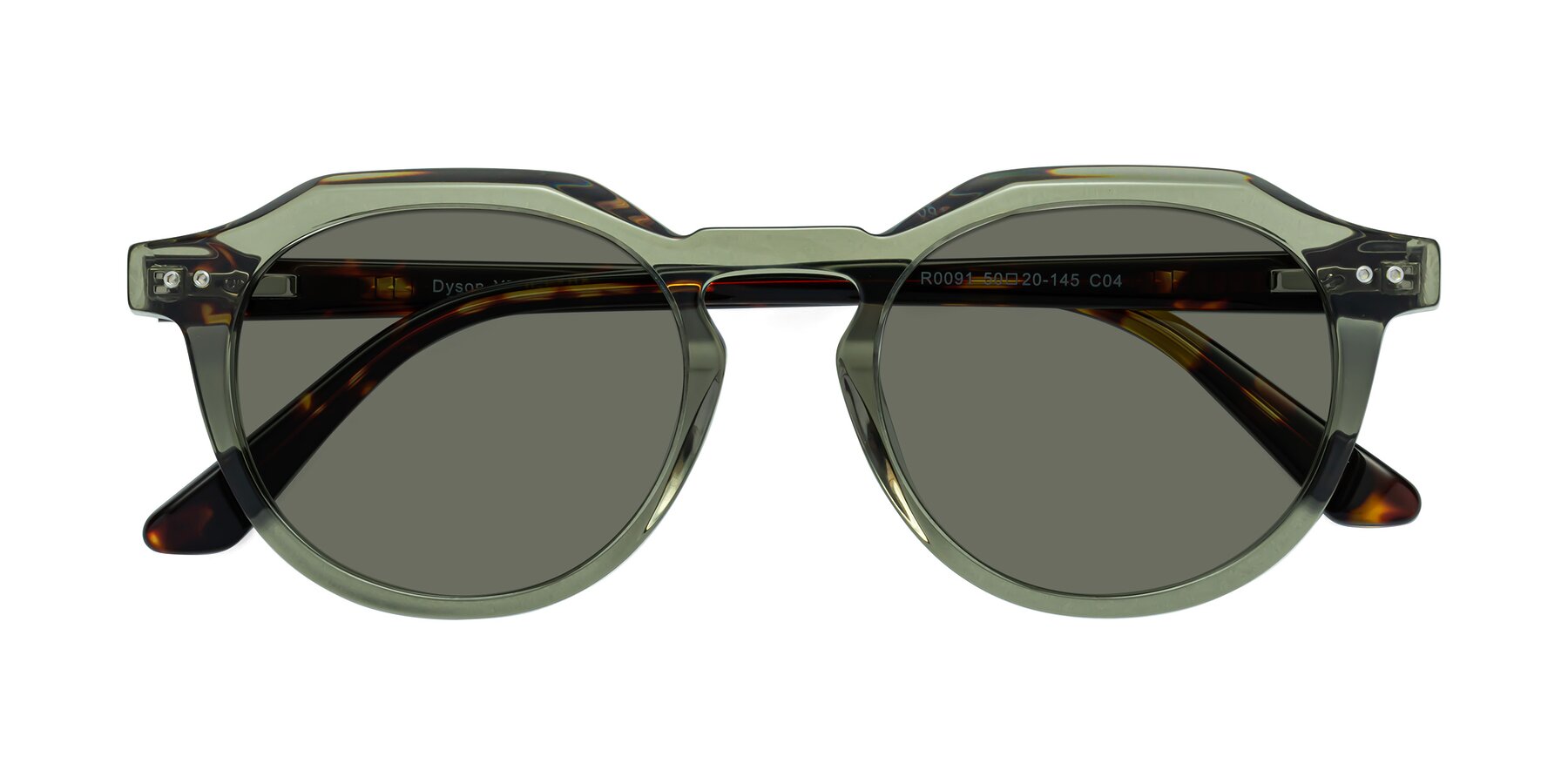 Folded Front of Dyson in Transparent Green-Tortoise with Gray Polarized Lenses