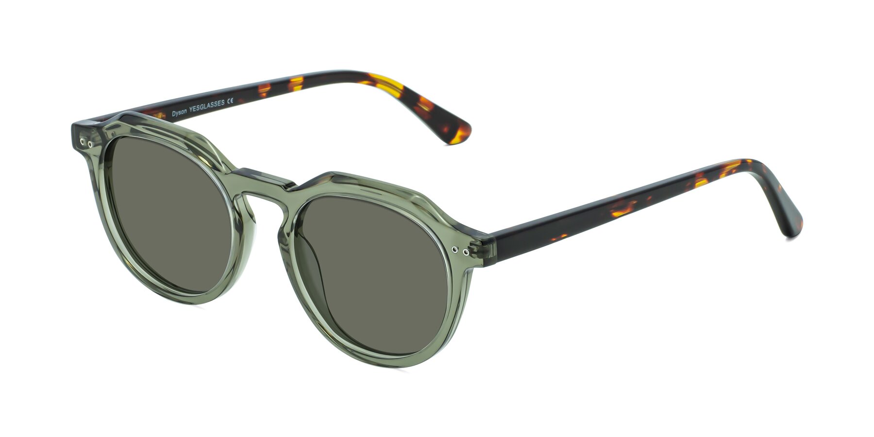 Angle of Dyson in Transparent Green-Tortoise with Gray Polarized Lenses