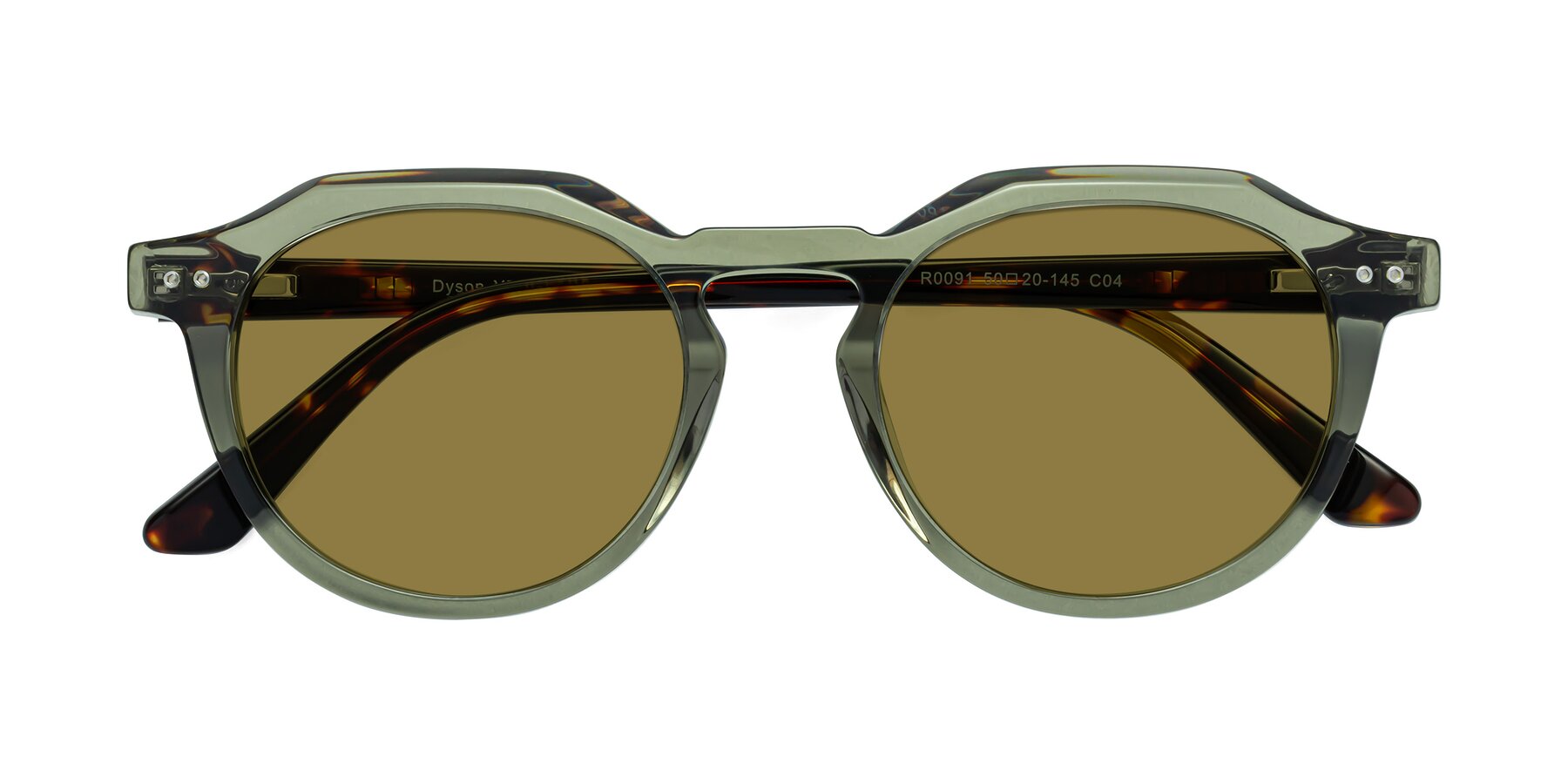 Folded Front of Dyson in Transparent Green-Tortoise with Brown Polarized Lenses