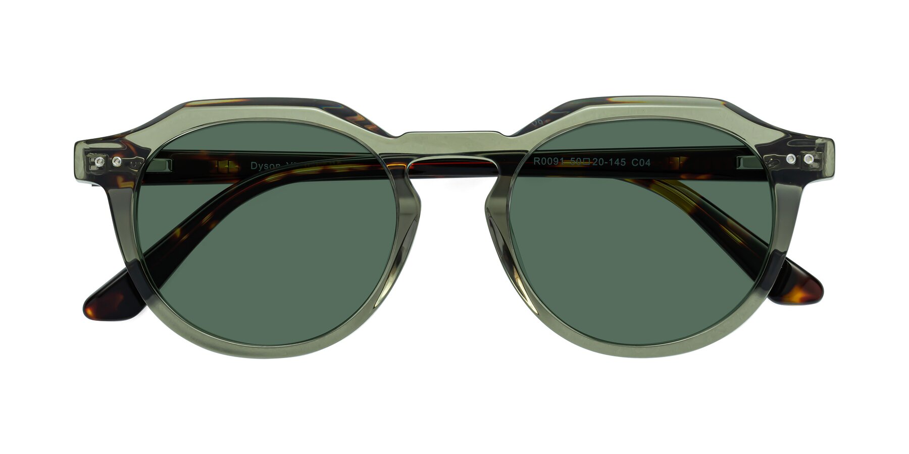 Folded Front of Dyson in Transparent Green-Tortoise with Green Polarized Lenses