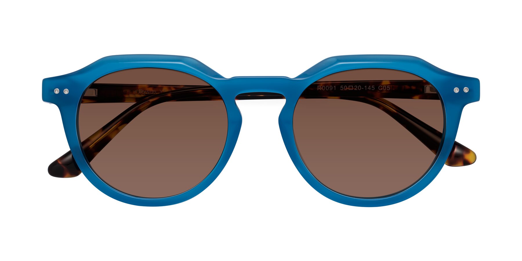 Folded Front of Dyson in Sky Blue-Tortoise with Brown Tinted Lenses