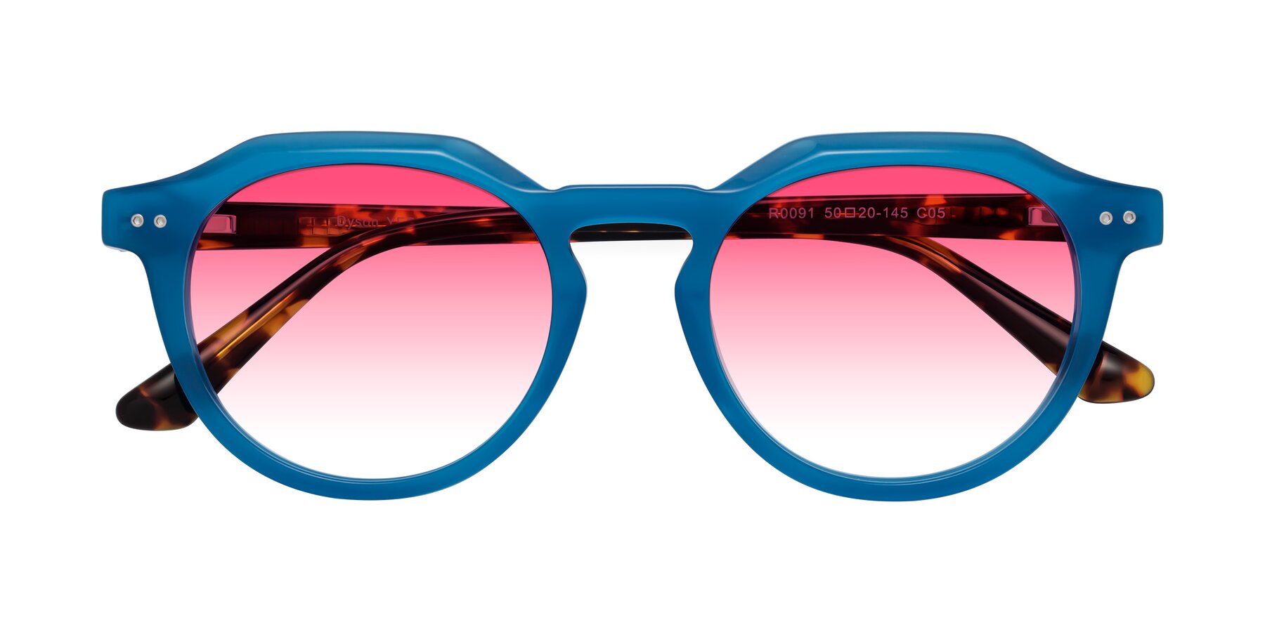 Folded Front of Dyson in Sky Blue-Tortoise with Pink Gradient Lenses