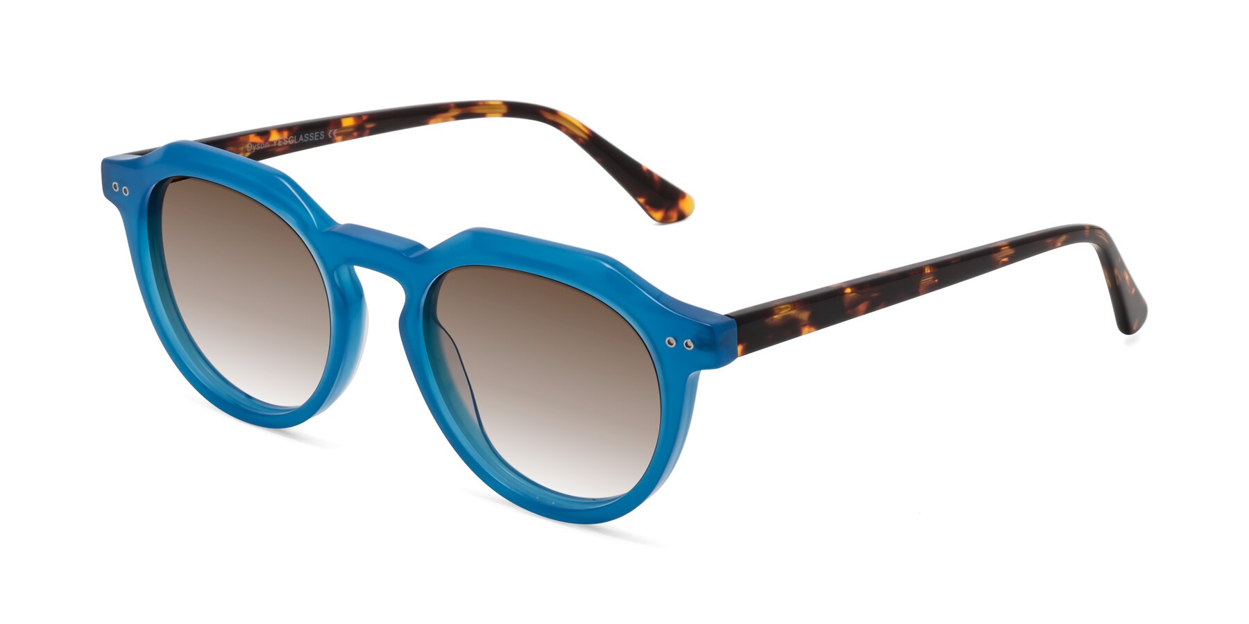 Angle of Dyson in Sky Blue-Tortoise with Brown Gradient Lenses