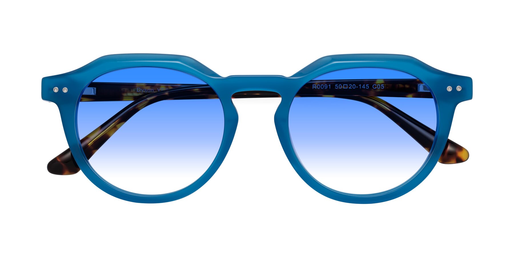 Folded Front of Dyson in Sky Blue-Tortoise with Blue Gradient Lenses