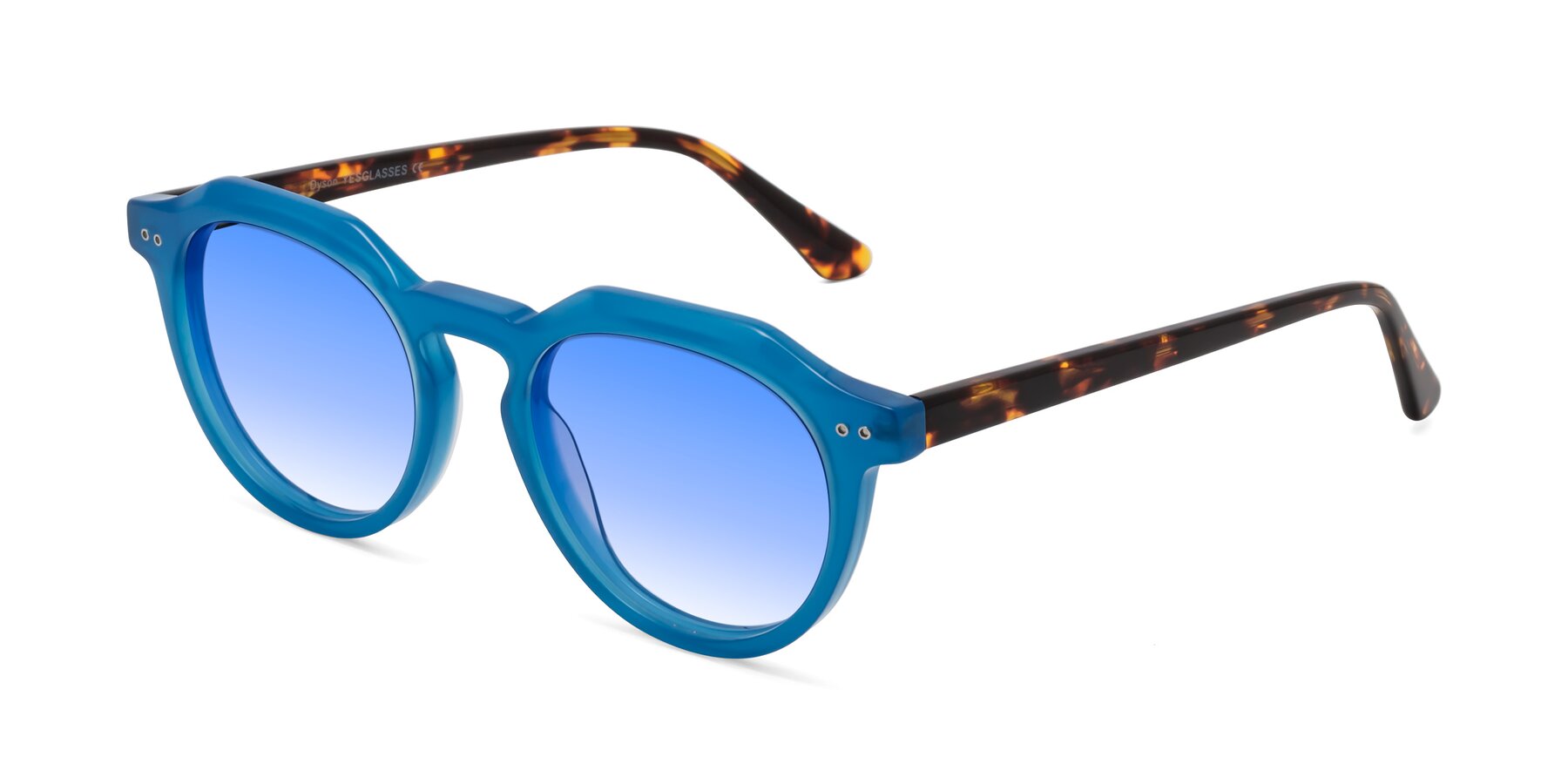 Angle of Dyson in Sky Blue-Tortoise with Blue Gradient Lenses