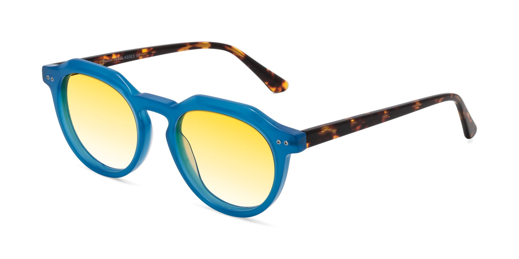 Angle of Dyson in Sky Blue-Tortoise with Yellow Gradient Lenses