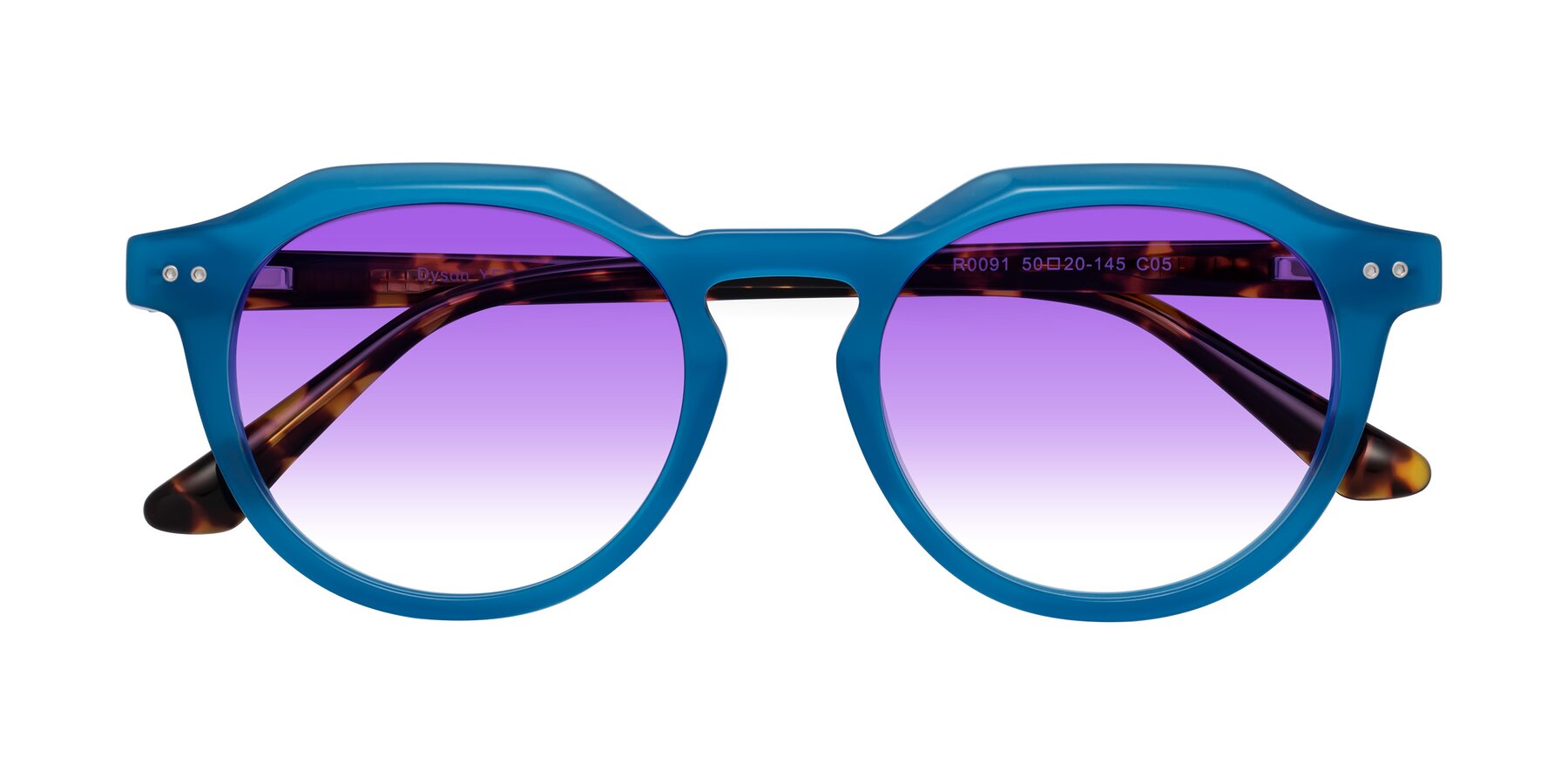 Folded Front of Dyson in Sky Blue-Tortoise with Purple Gradient Lenses