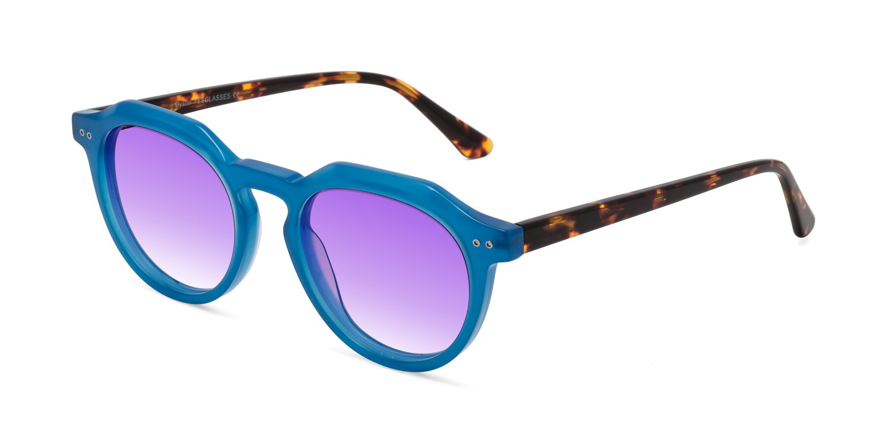 Angle of Dyson in Sky Blue-Tortoise with Purple Gradient Lenses