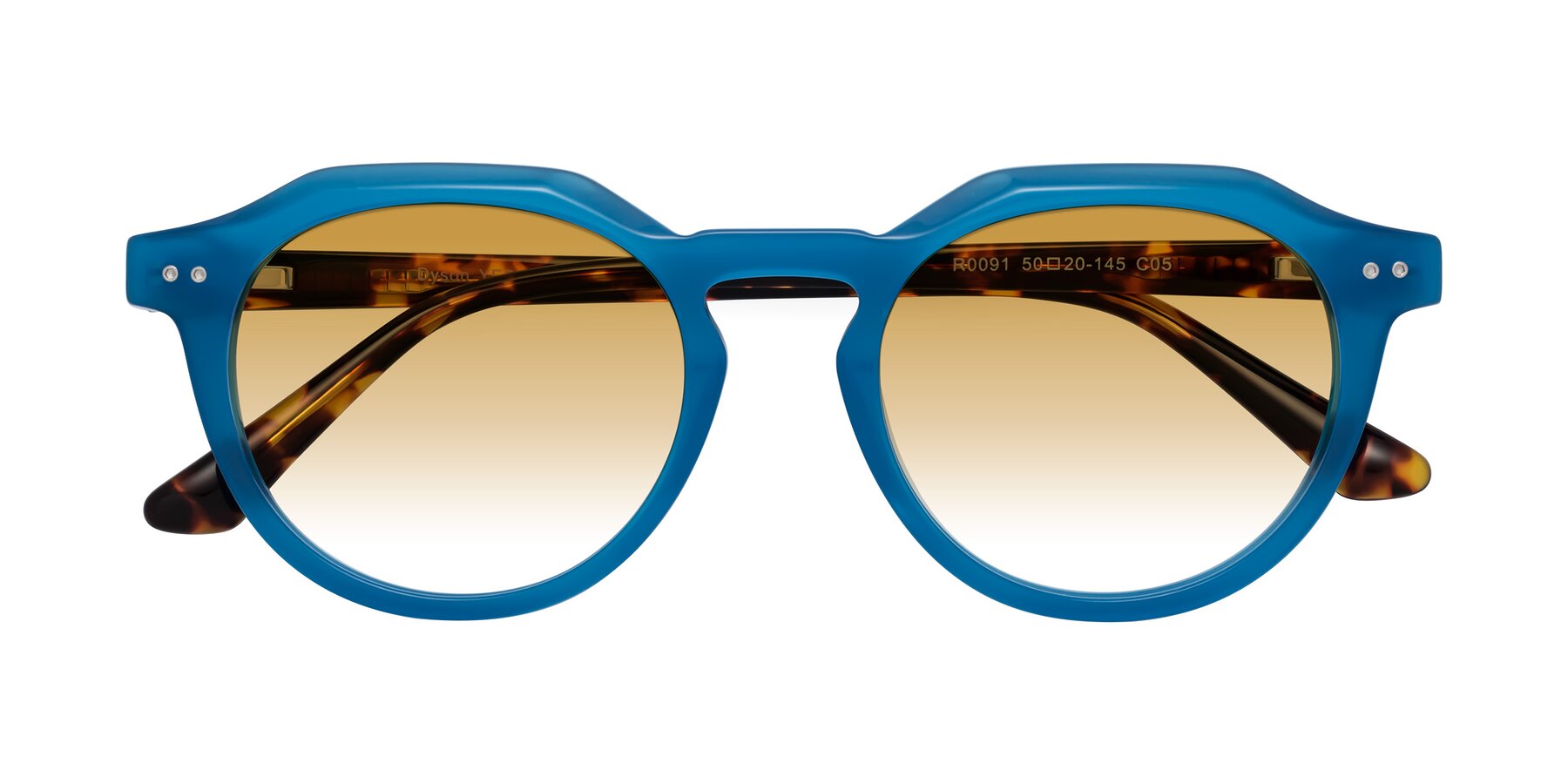 Folded Front of Dyson in Sky Blue-Tortoise with Champagne Gradient Lenses