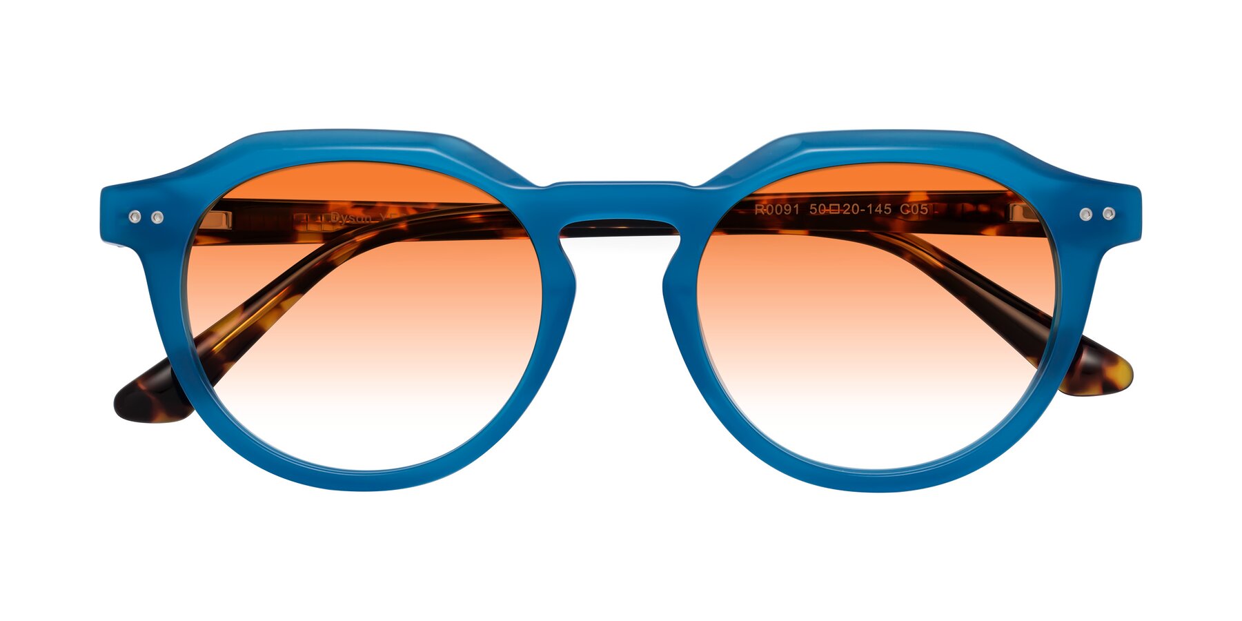 Folded Front of Dyson in Sky Blue-Tortoise with Orange Gradient Lenses