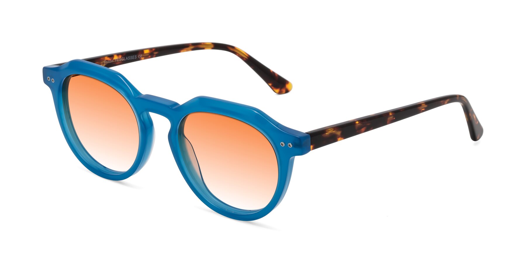 Angle of Dyson in Sky Blue-Tortoise with Orange Gradient Lenses