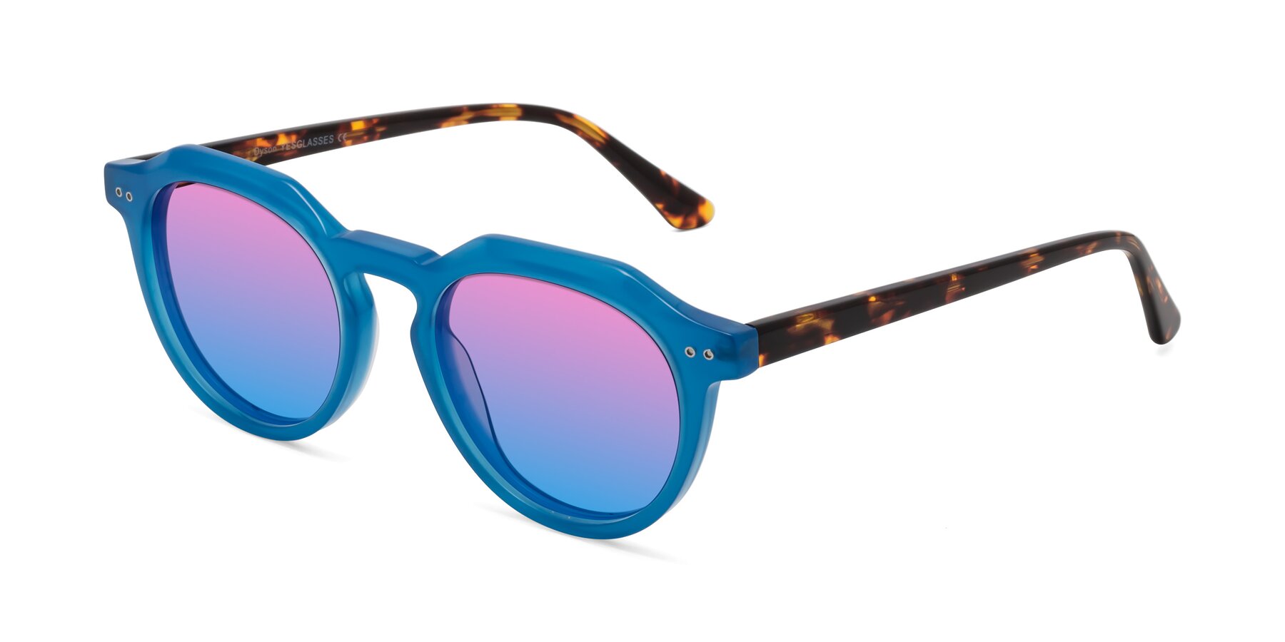 Angle of Dyson in Sky Blue-Tortoise with Pink / Blue Gradient Lenses