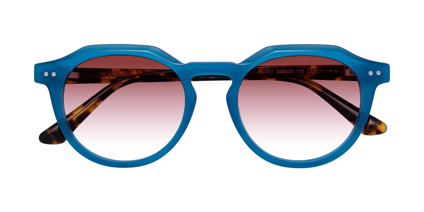 Folded Front of Dyson in Sky Blue-Tortoise with Garnet Gradient Lenses