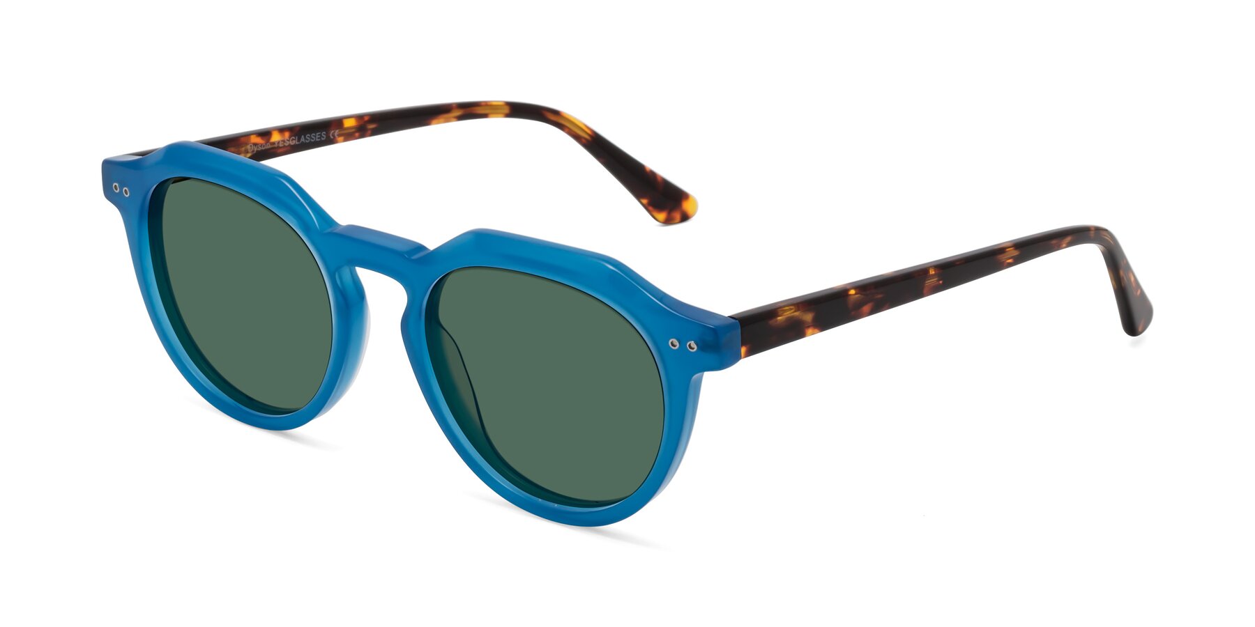 Angle of Dyson in Sky Blue-Tortoise with Green Polarized Lenses