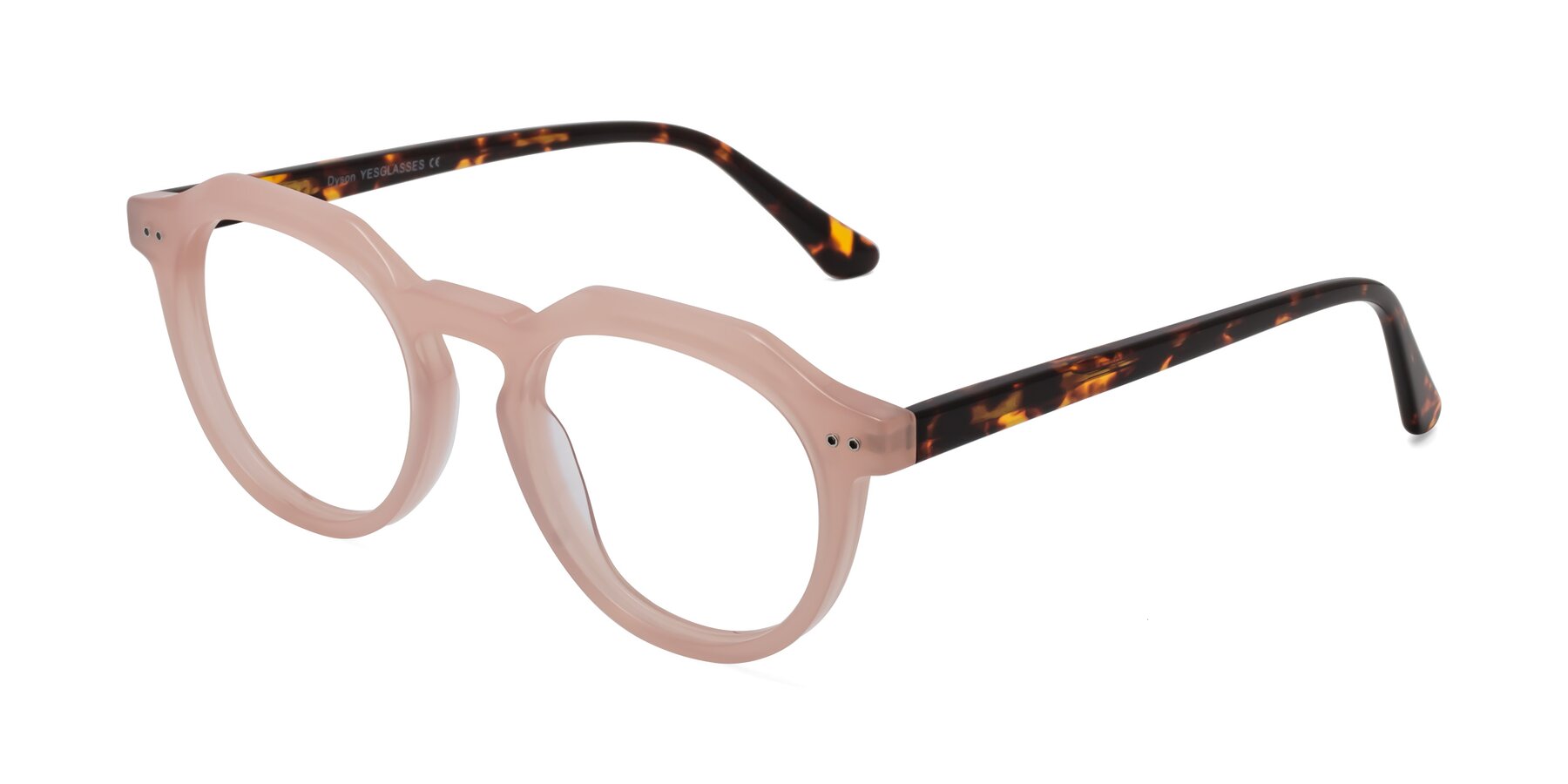 Angle of Dyson in Peach-Tortoise with Clear Eyeglass Lenses