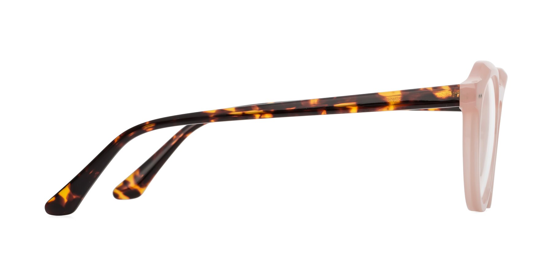 Side of Dyson in Peach-Tortoise with Clear Eyeglass Lenses