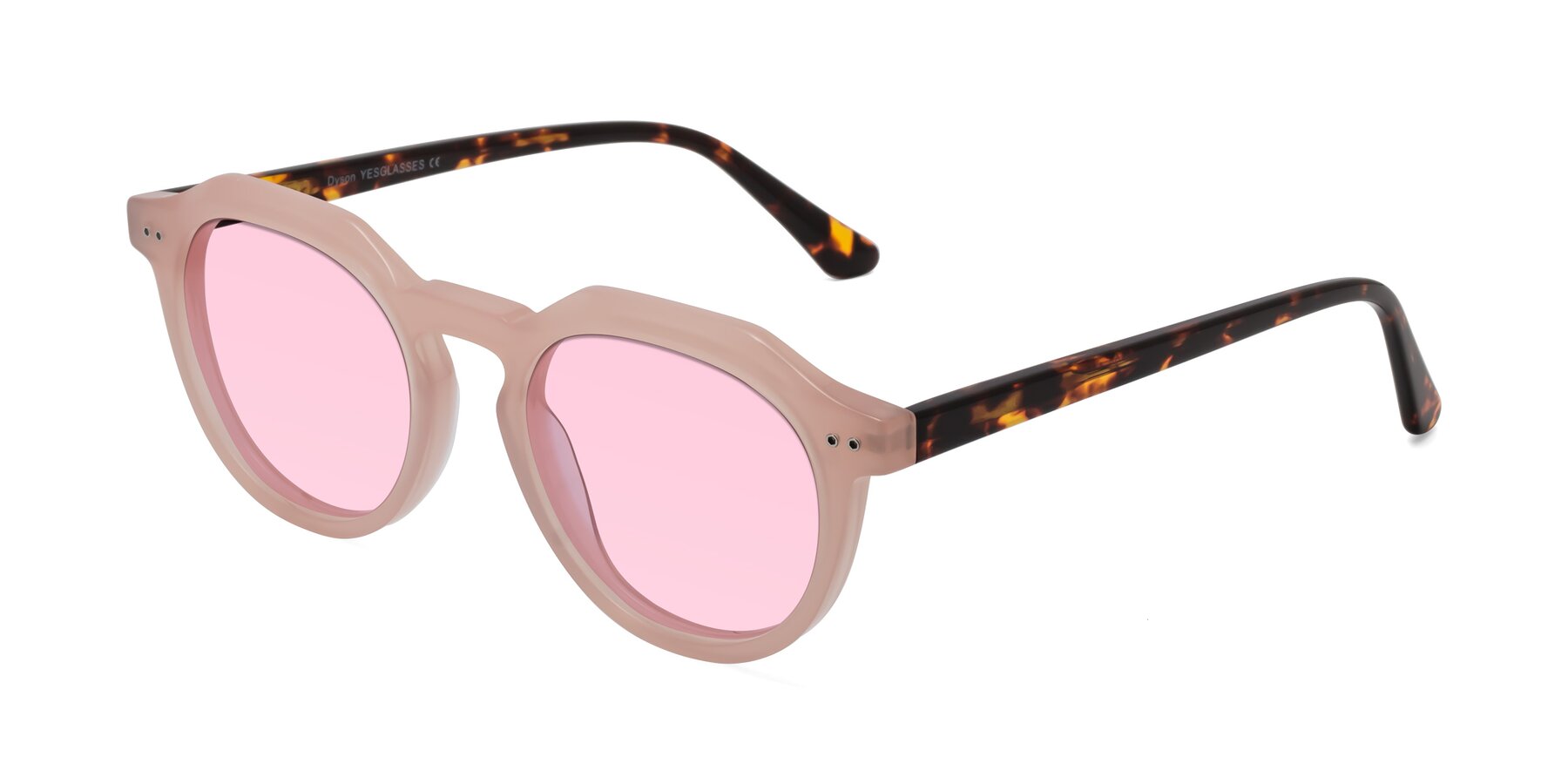 Angle of Dyson in Peach-Tortoise with Light Pink Tinted Lenses