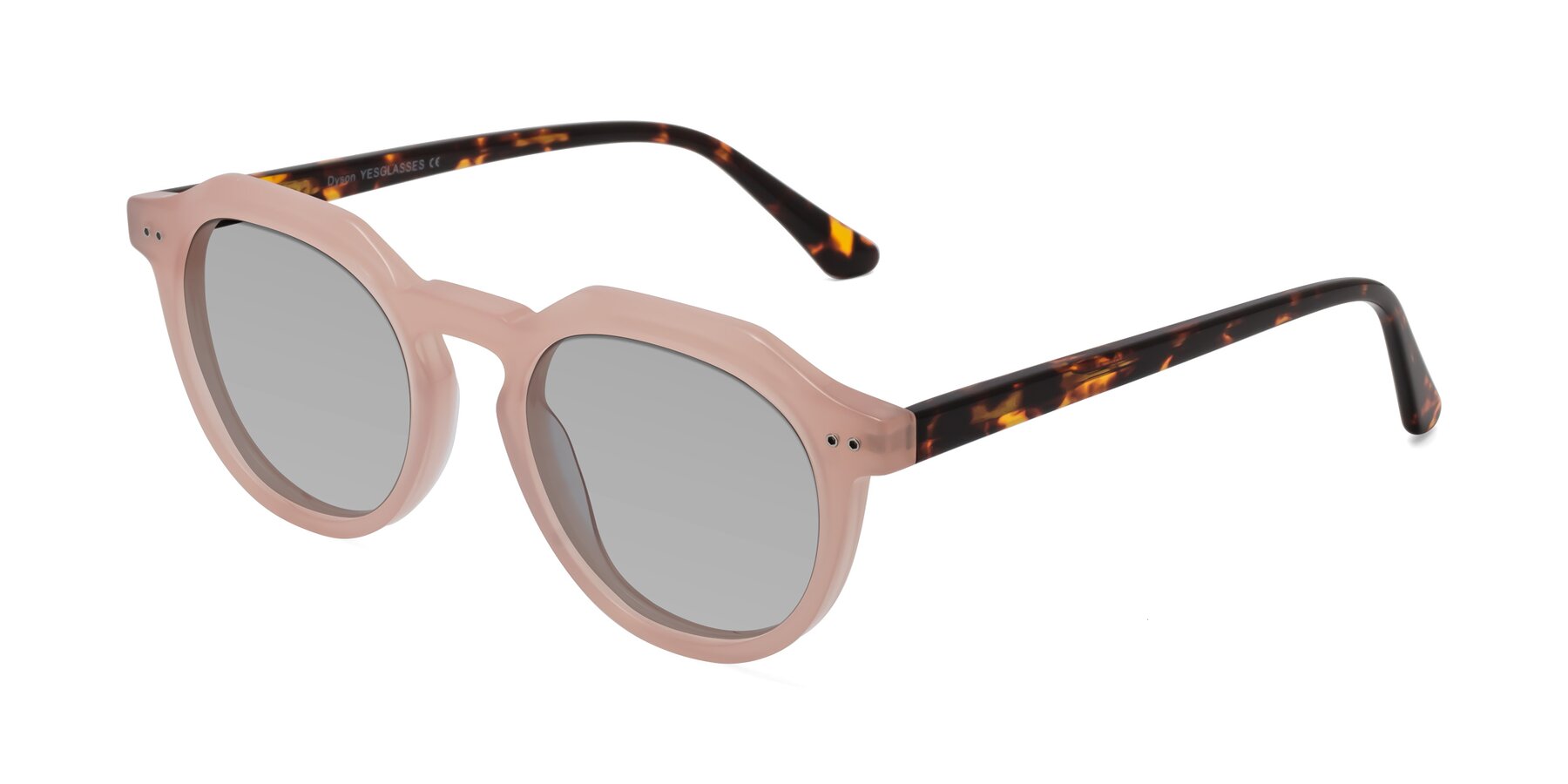 Angle of Dyson in Peach-Tortoise with Light Gray Tinted Lenses