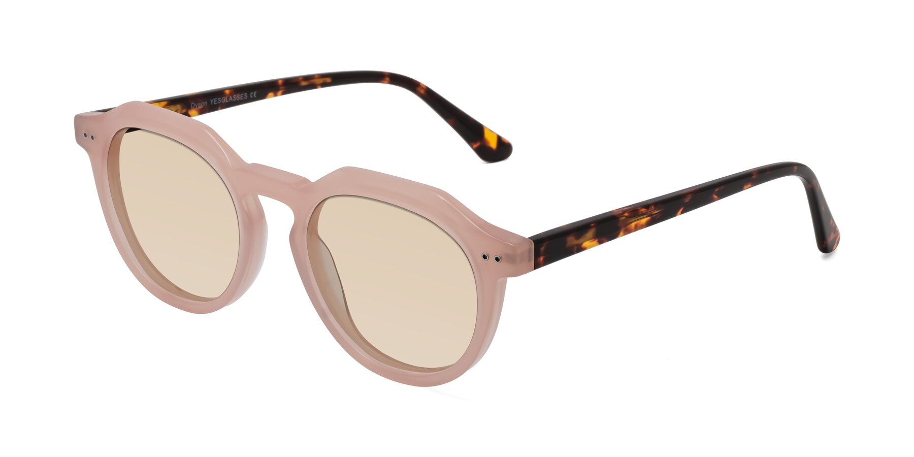 Angle of Dyson in Peach-Tortoise with Light Brown Tinted Lenses