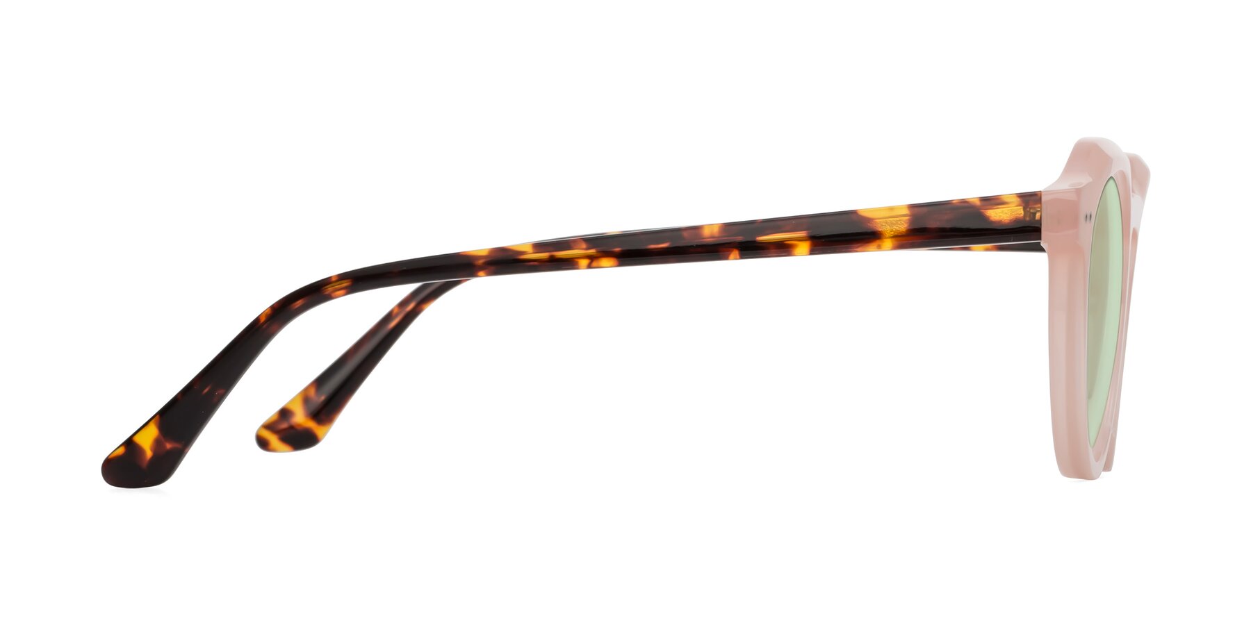 Side of Dyson in Peach-Tortoise with Light Green Tinted Lenses