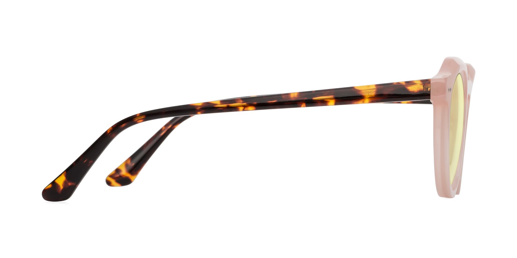 Side of Dyson in Peach-Tortoise with Light Yellow Tinted Lenses