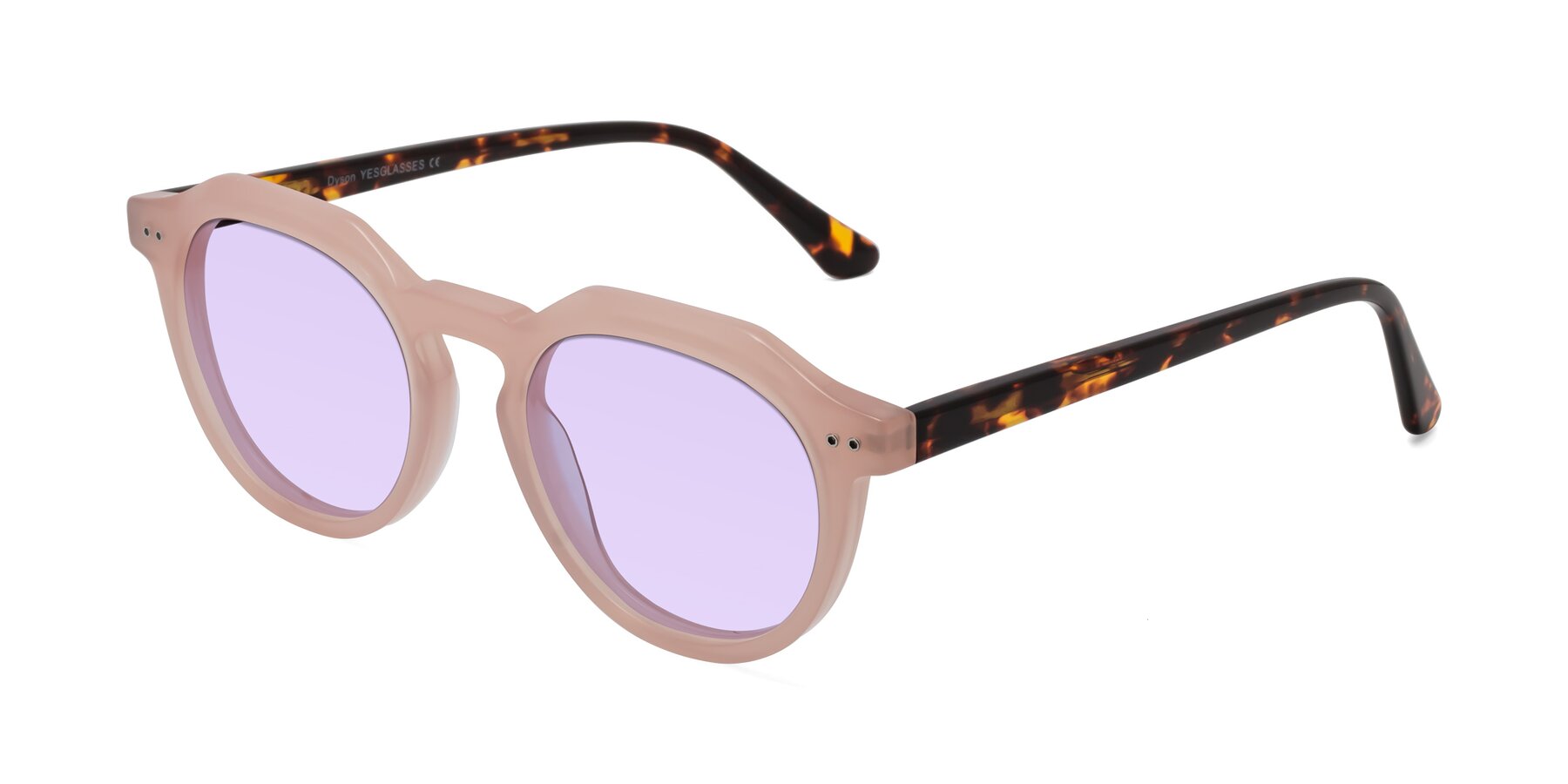 Angle of Dyson in Peach-Tortoise with Light Purple Tinted Lenses