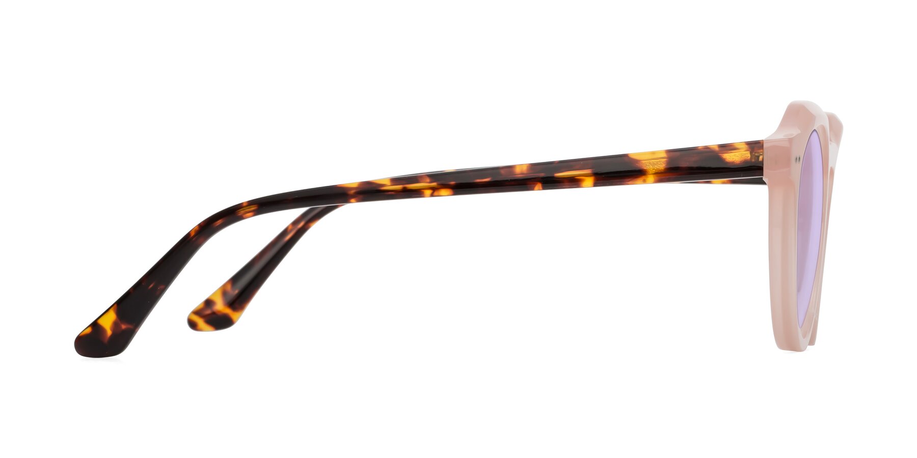 Side of Dyson in Peach-Tortoise with Light Purple Tinted Lenses