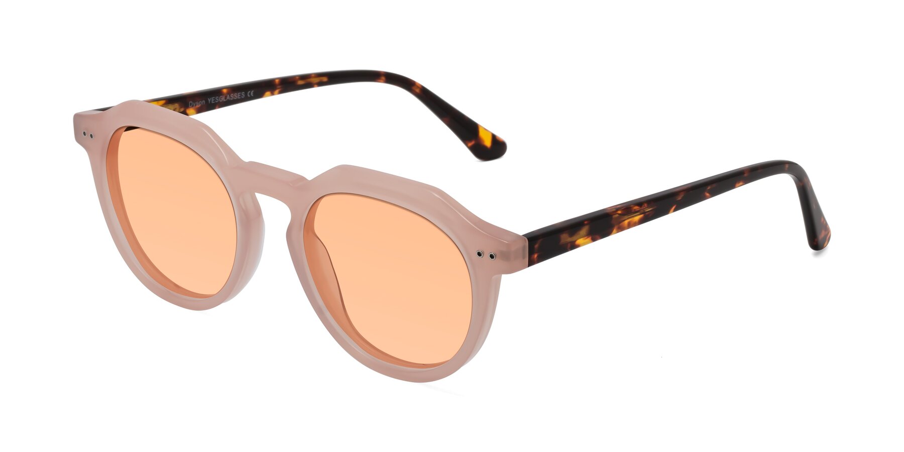 Angle of Dyson in Peach-Tortoise with Light Orange Tinted Lenses