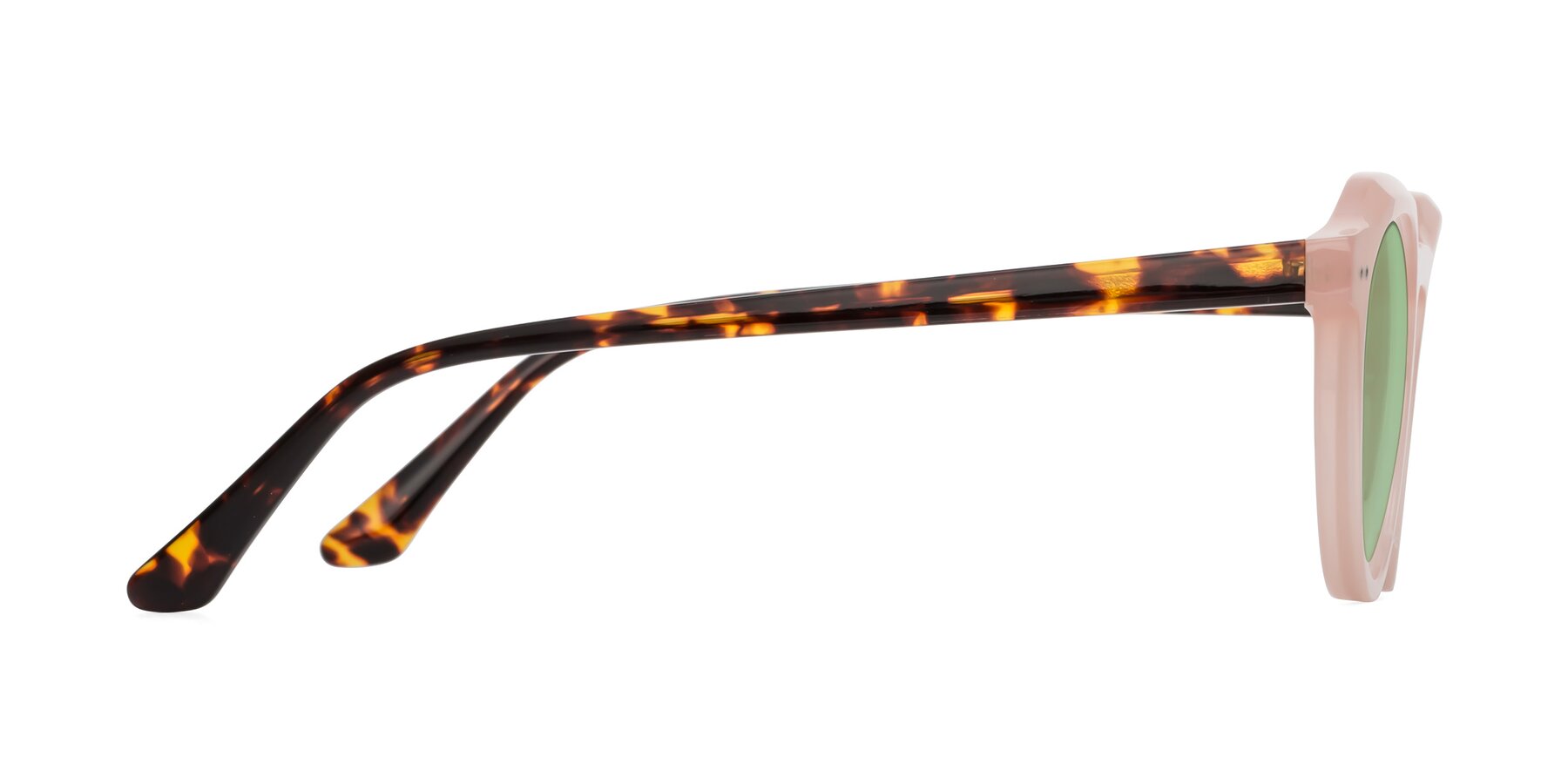 Side of Dyson in Peach-Tortoise with Medium Green Tinted Lenses