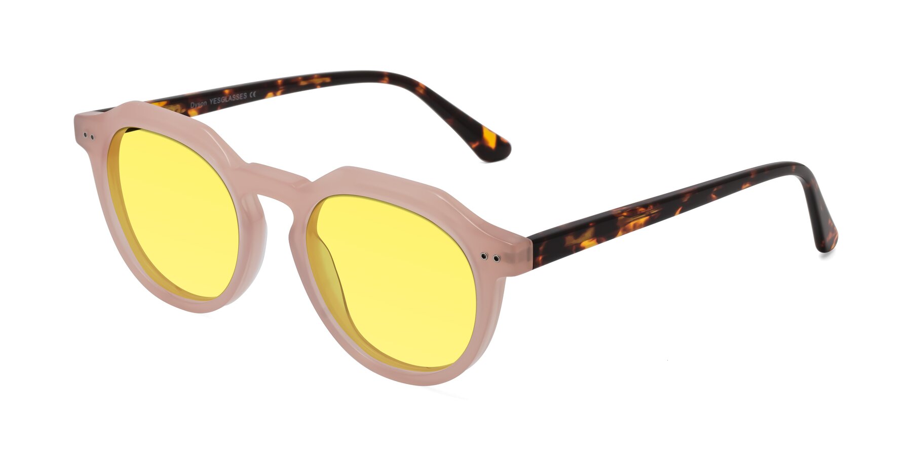 Angle of Dyson in Peach-Tortoise with Medium Yellow Tinted Lenses