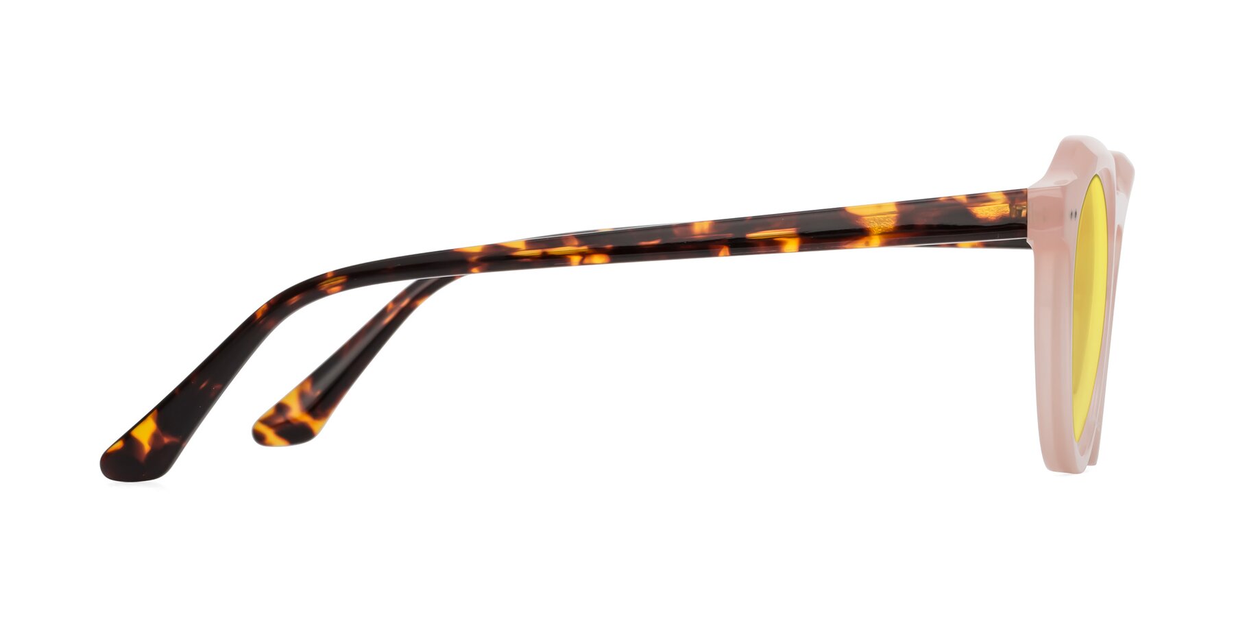 Side of Dyson in Peach-Tortoise with Medium Yellow Tinted Lenses