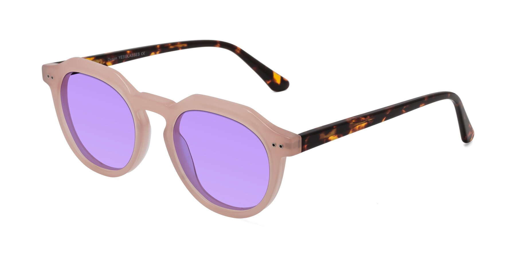 Angle of Dyson in Peach-Tortoise with Medium Purple Tinted Lenses