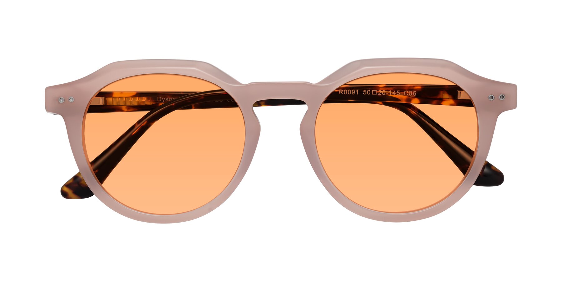 Folded Front of Dyson in Peach-Tortoise with Medium Orange Tinted Lenses