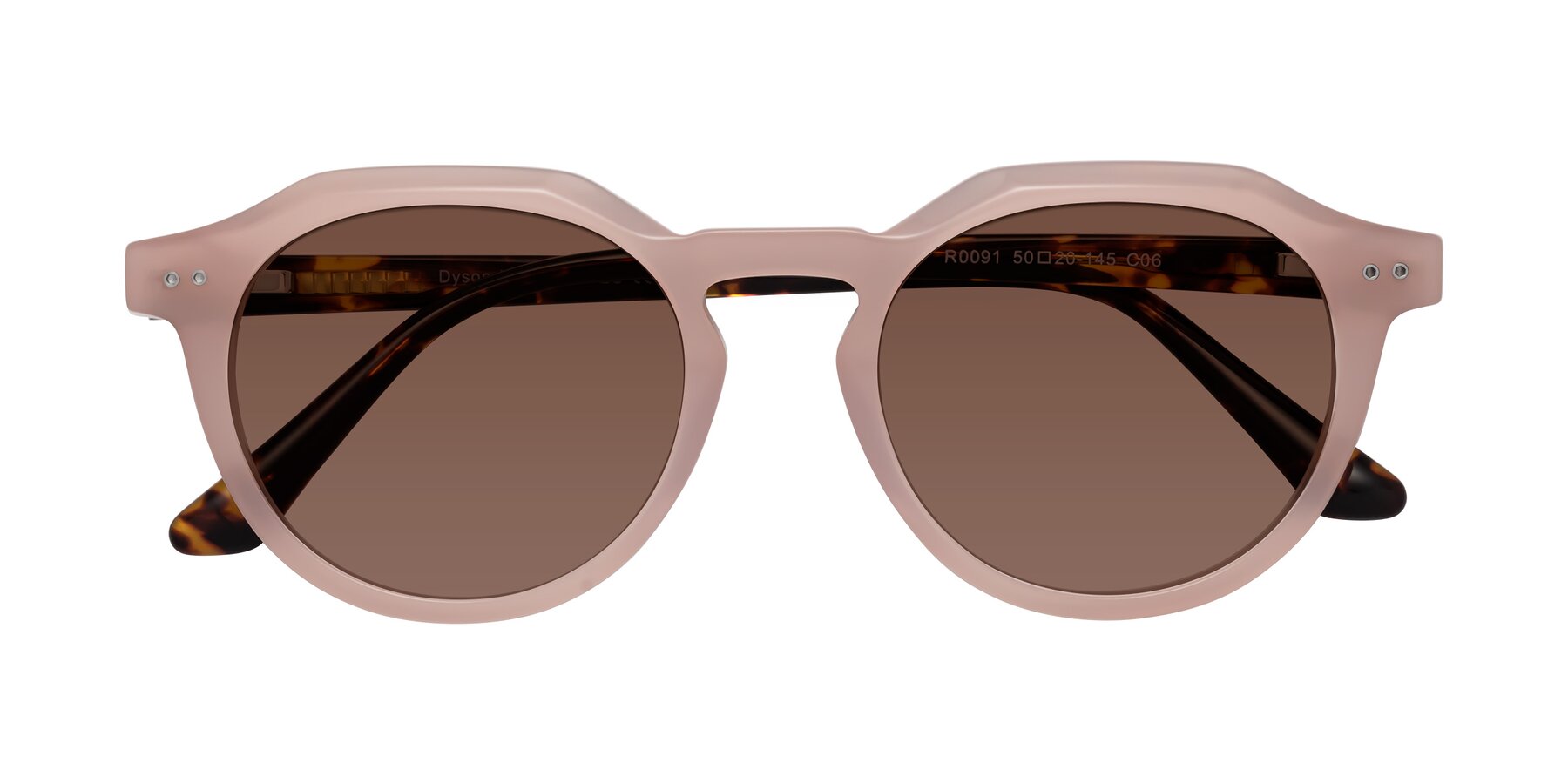 Folded Front of Dyson in Peach-Tortoise with Brown Tinted Lenses