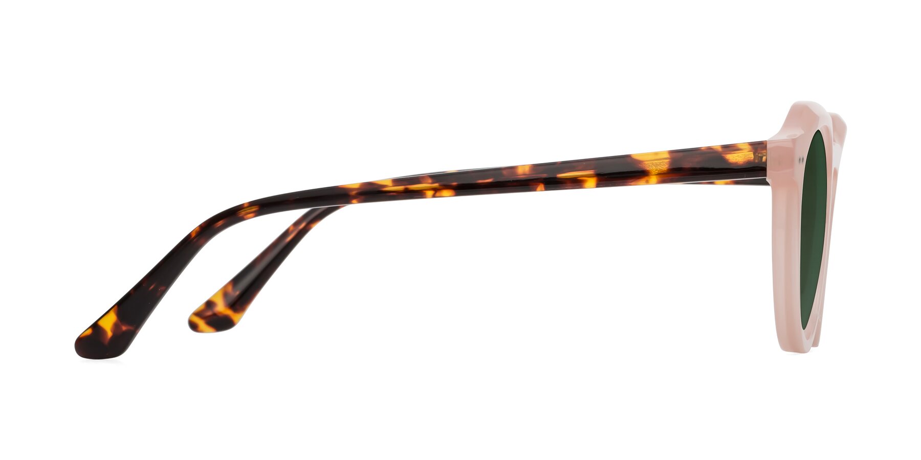 Side of Dyson in Peach-Tortoise with Green Tinted Lenses