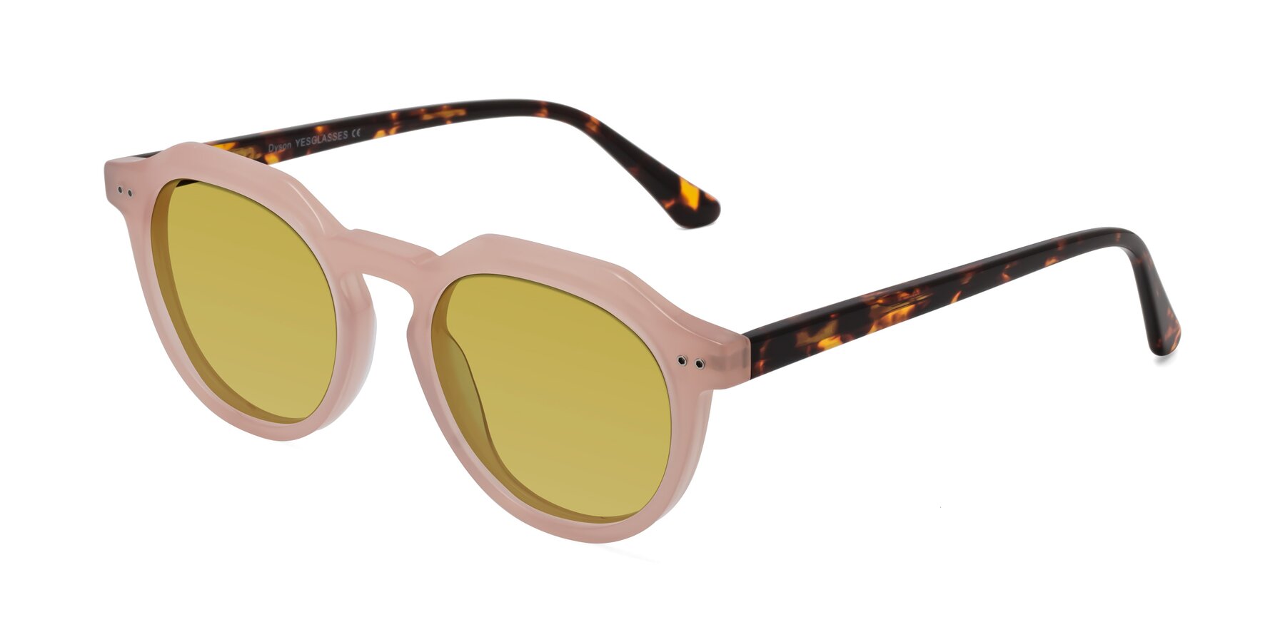 Angle of Dyson in Peach-Tortoise with Champagne Tinted Lenses