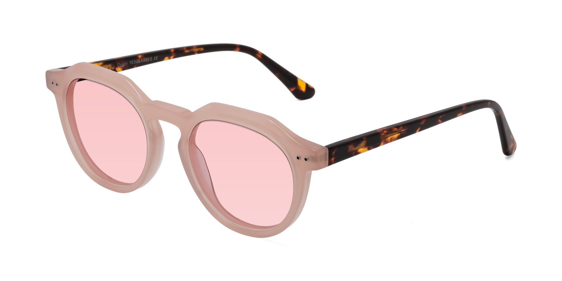 Angle of Dyson in Peach-Tortoise with Light Garnet Tinted Lenses