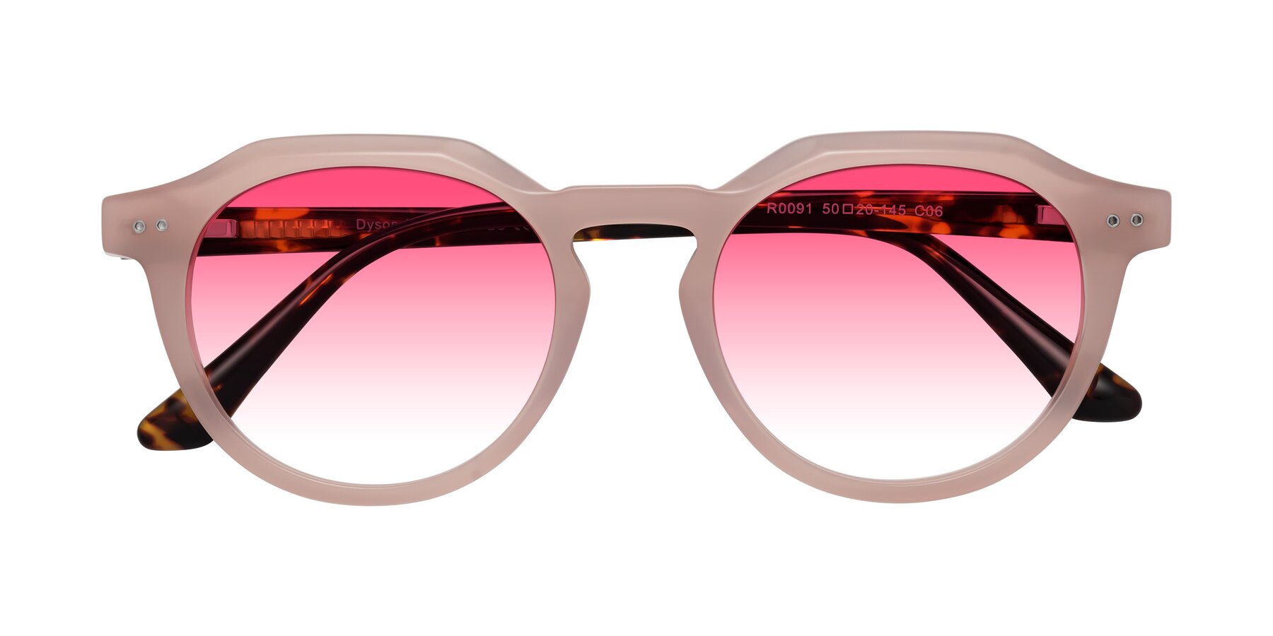 Folded Front of Dyson in Peach-Tortoise with Pink Gradient Lenses