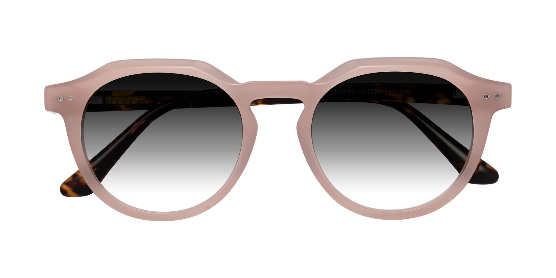 Folded Front of Dyson in Peach-Tortoise with Gray Gradient Lenses