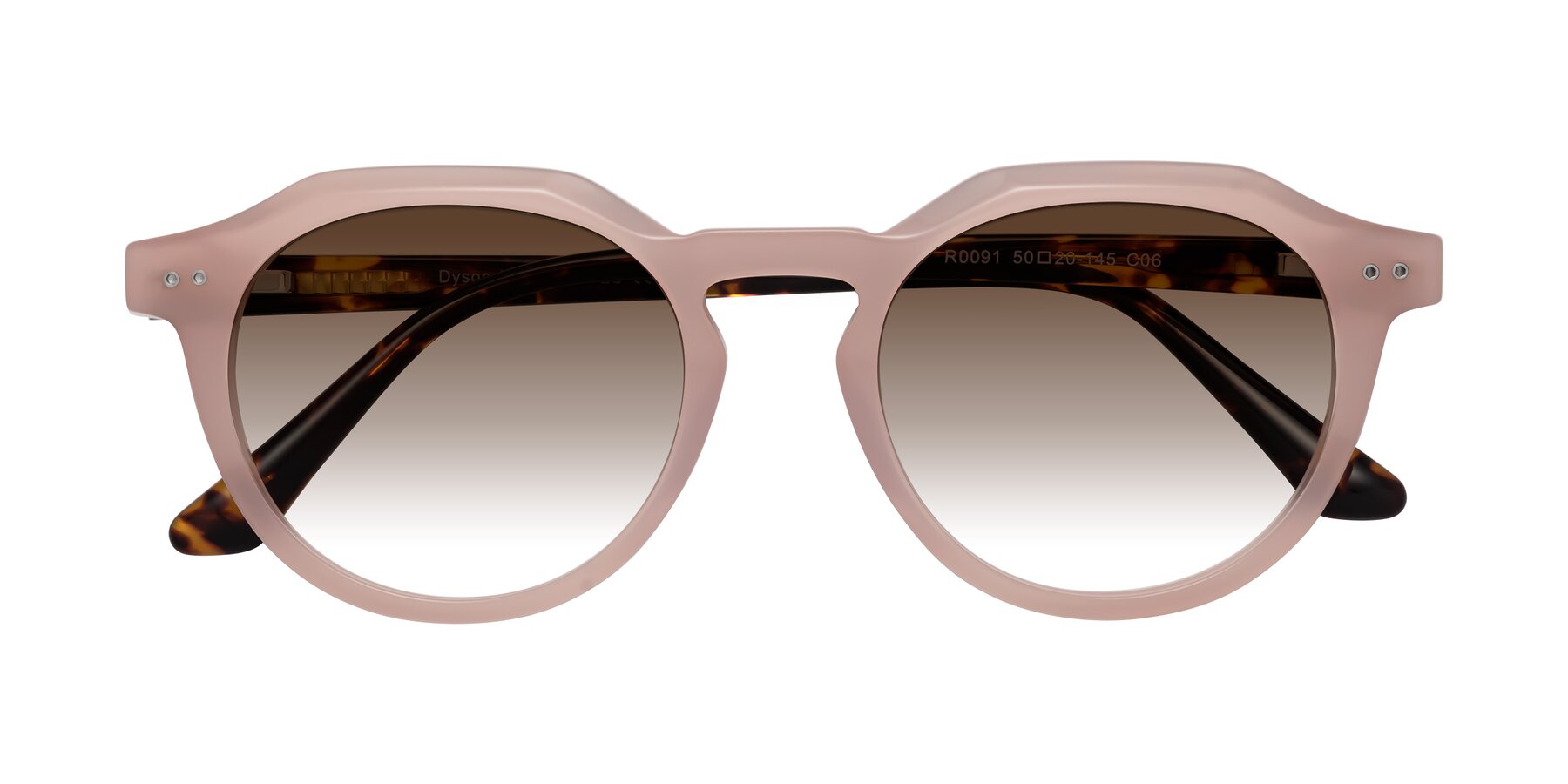 Folded Front of Dyson in Peach-Tortoise with Brown Gradient Lenses