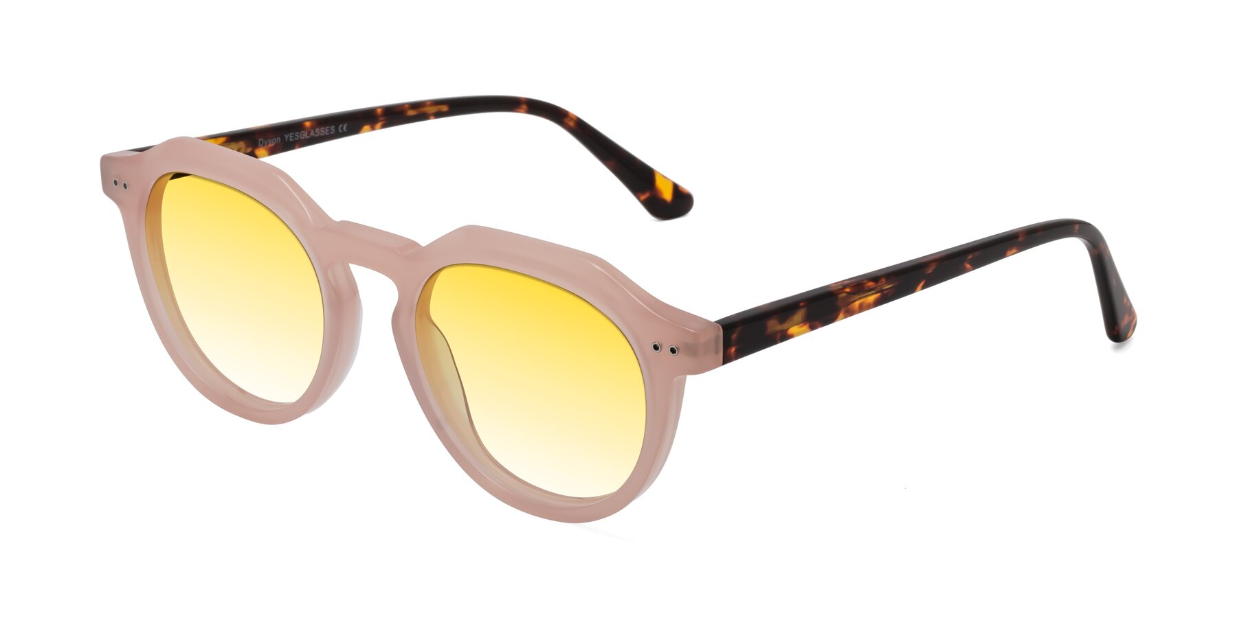 Angle of Dyson in Peach-Tortoise with Yellow Gradient Lenses