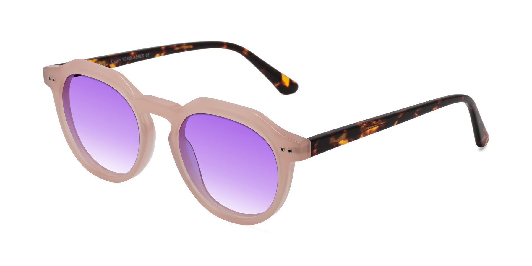 Angle of Dyson in Peach-Tortoise with Purple Gradient Lenses