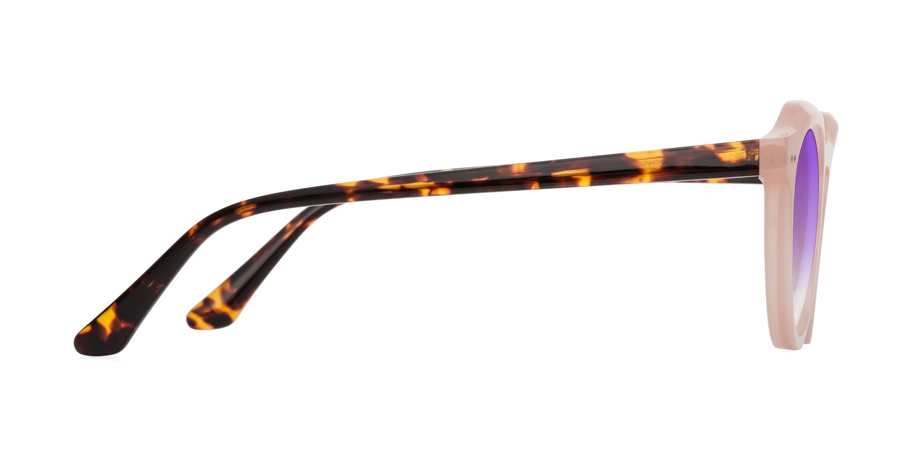 Side of Dyson in Peach-Tortoise with Purple Gradient Lenses