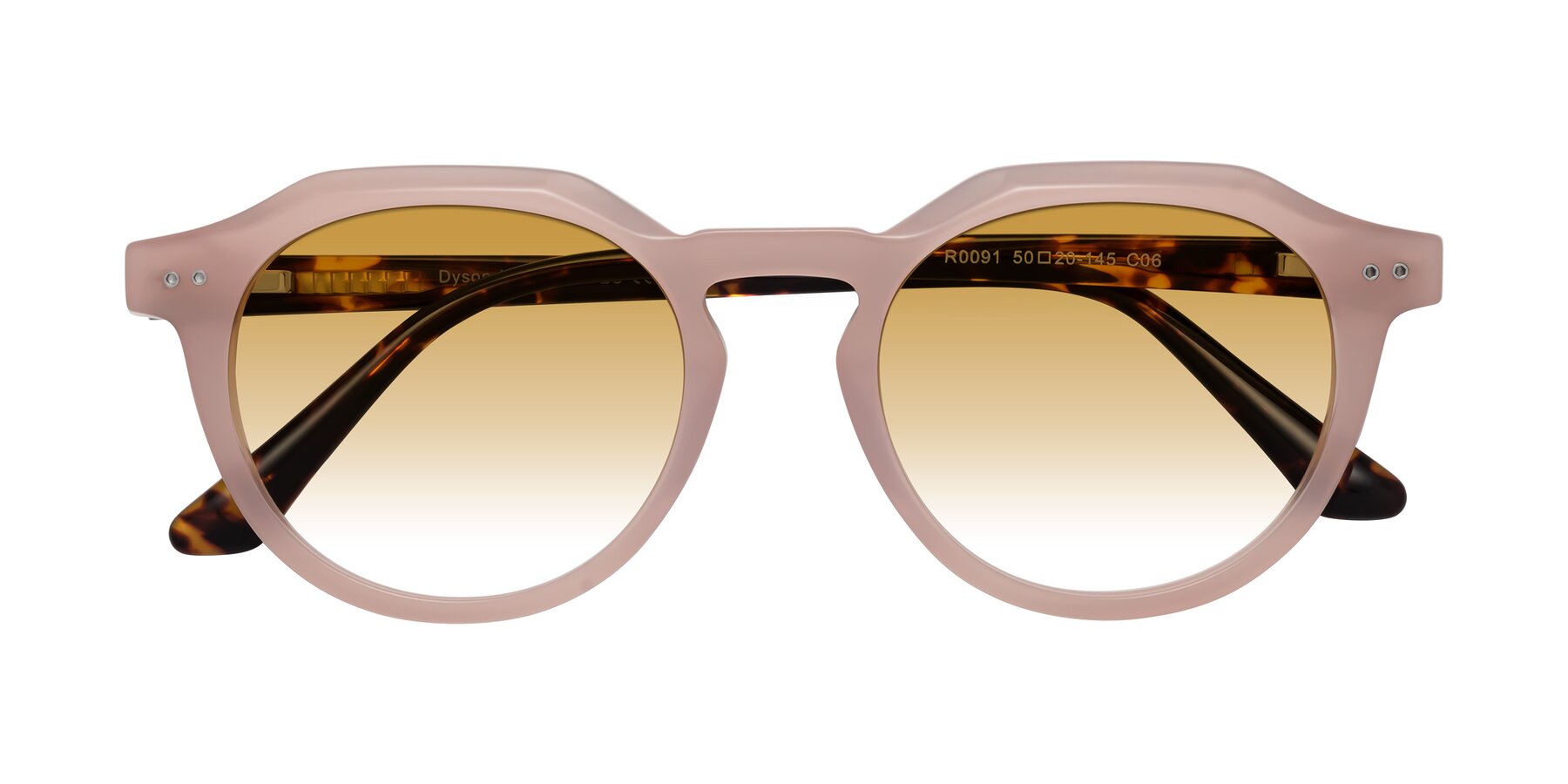 Folded Front of Dyson in Peach-Tortoise with Champagne Gradient Lenses