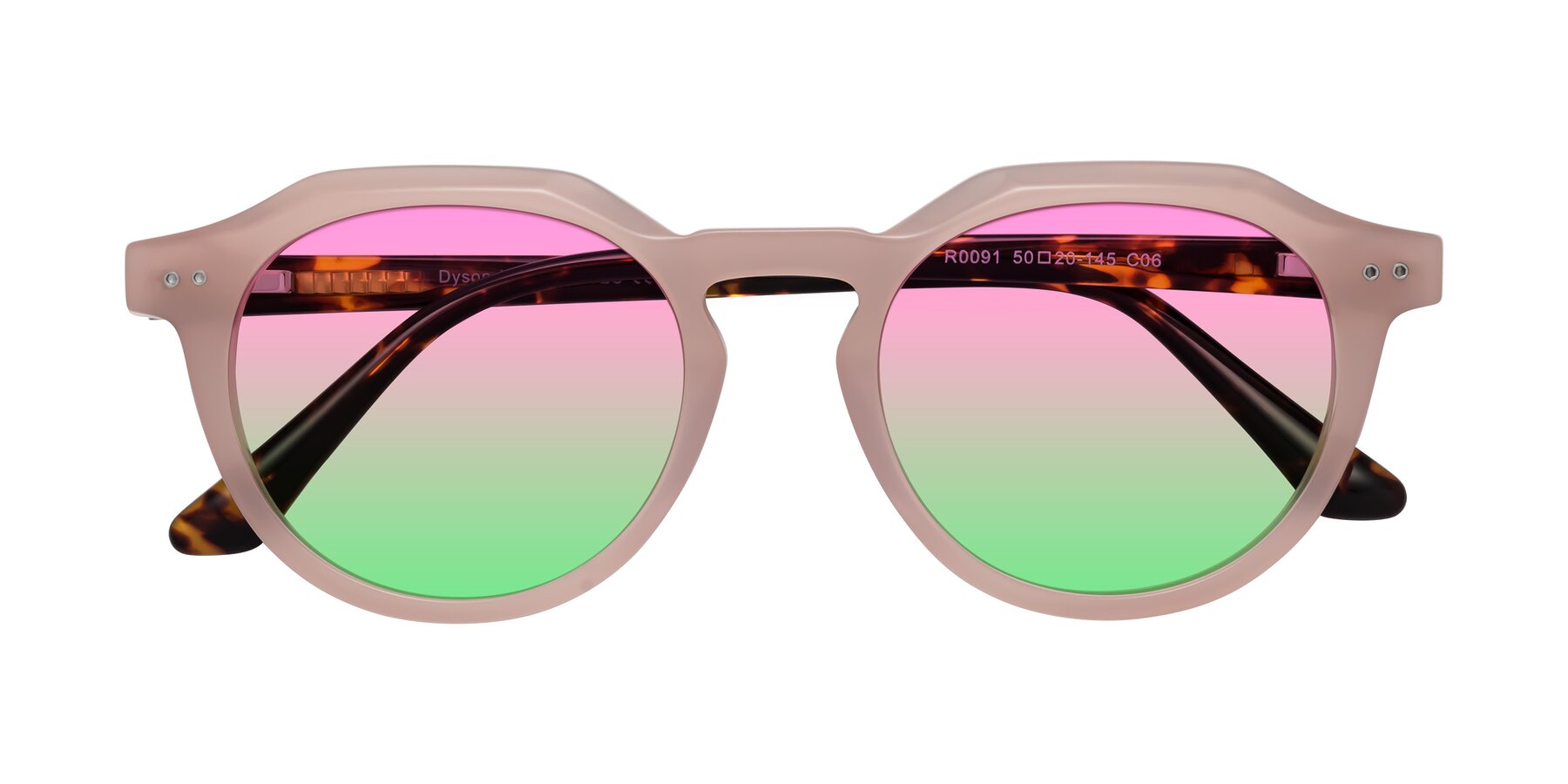 Folded Front of Dyson in Peach-Tortoise with Pink / Green Gradient Lenses