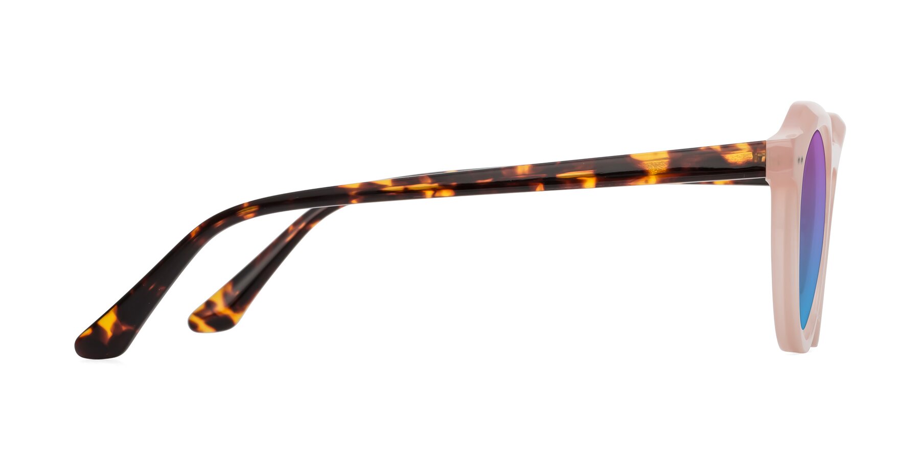 Side of Dyson in Peach-Tortoise with Purple / Blue Gradient Lenses